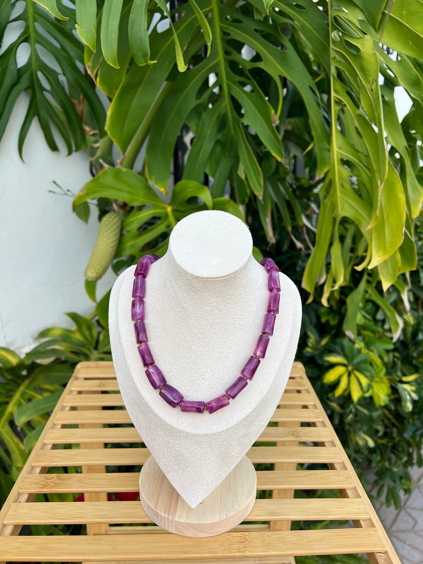 Collar macarrón malva