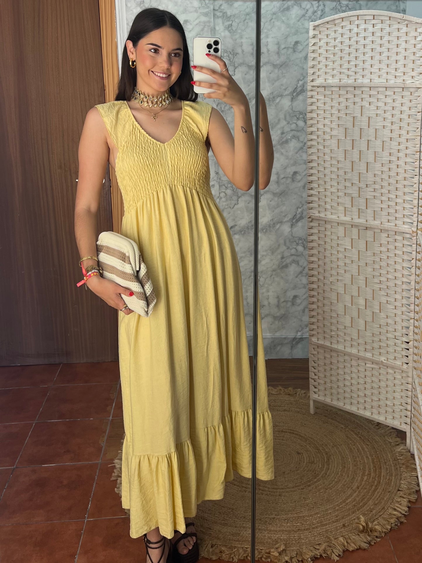 Vestido panel de abeja escote