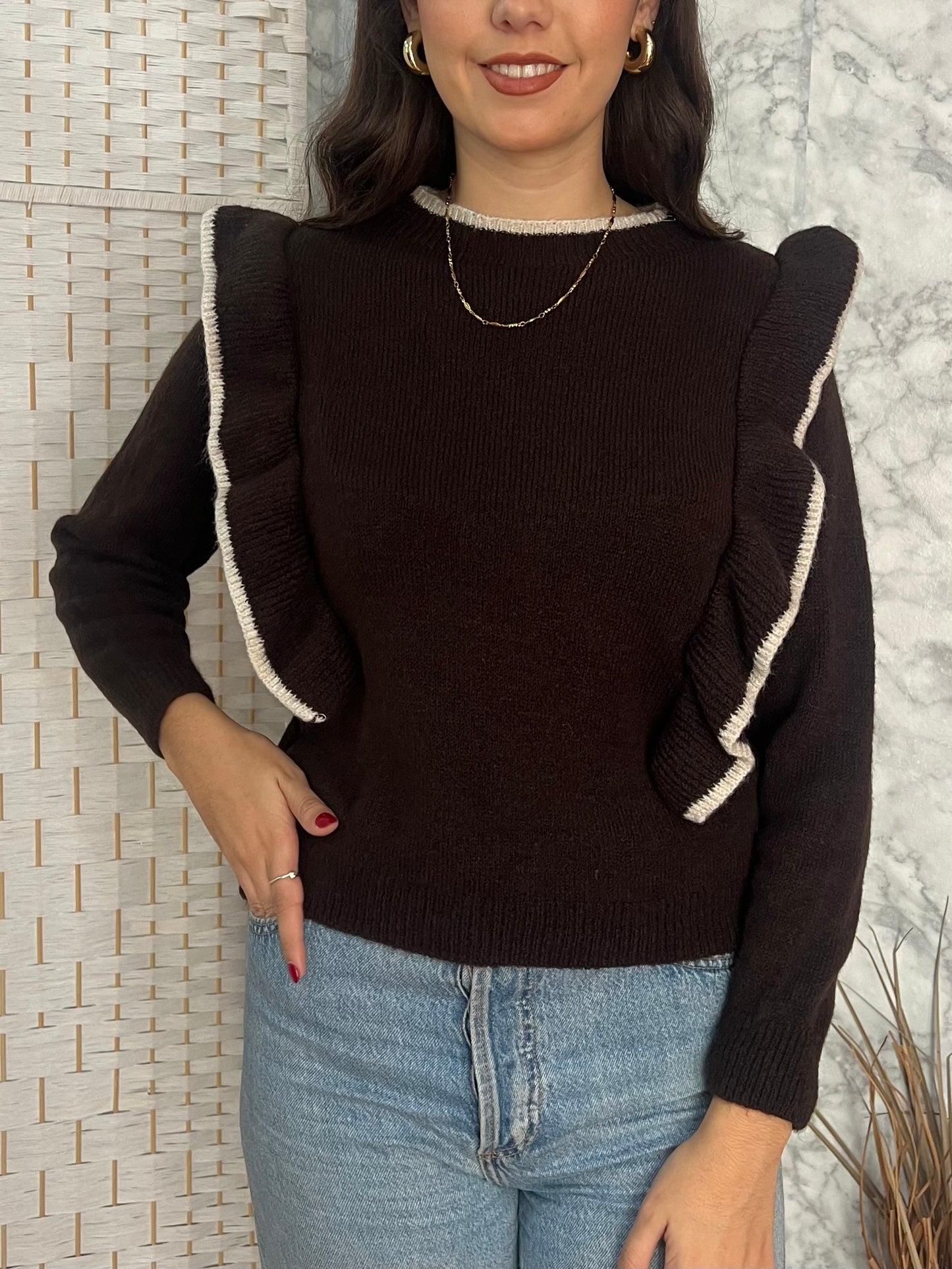 Jersey volante marrón chocolate