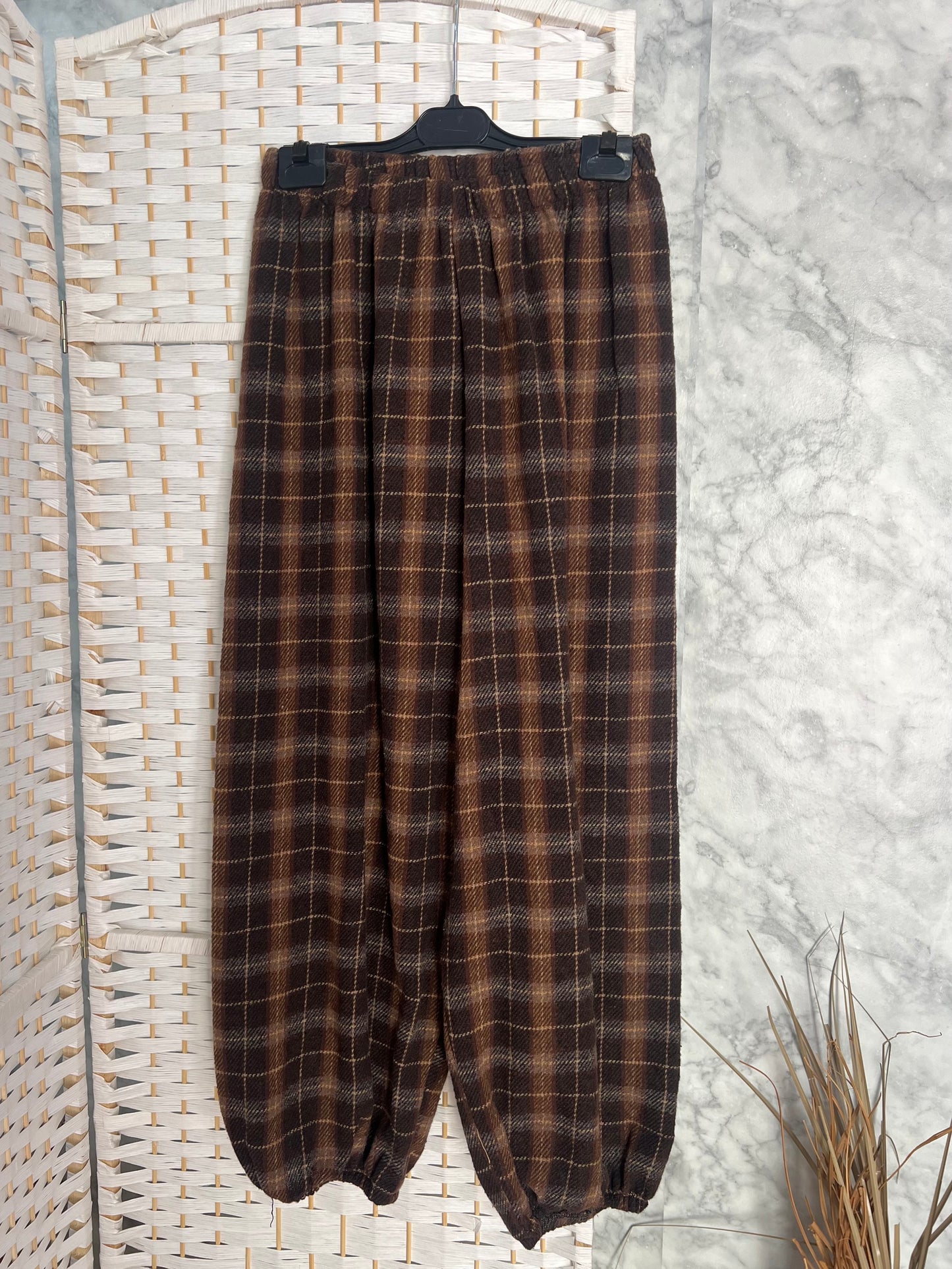 Pantalón bombacho cuadros franela