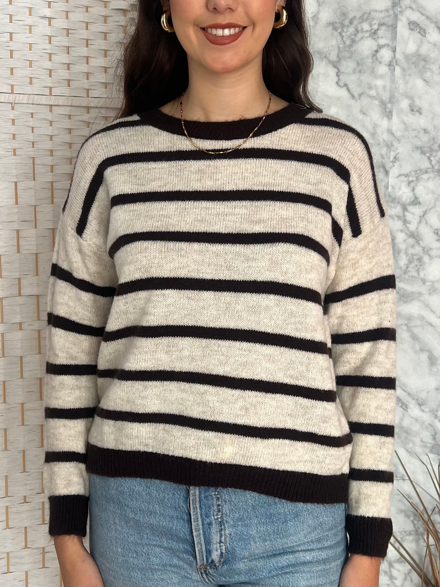 Jersey rayas marrón chocolate y beige