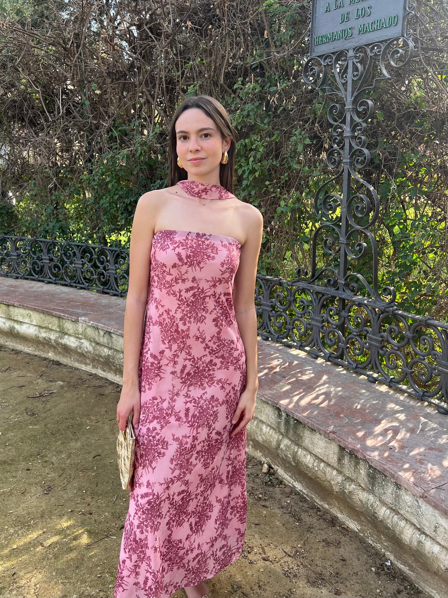 Vestido multiposición mangas rosa