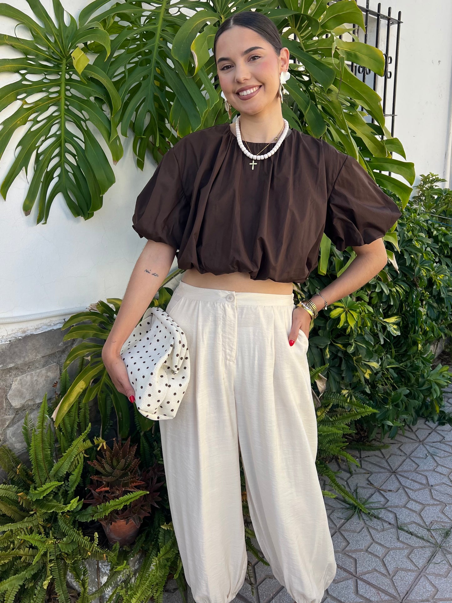 Pantalón bombacho beige