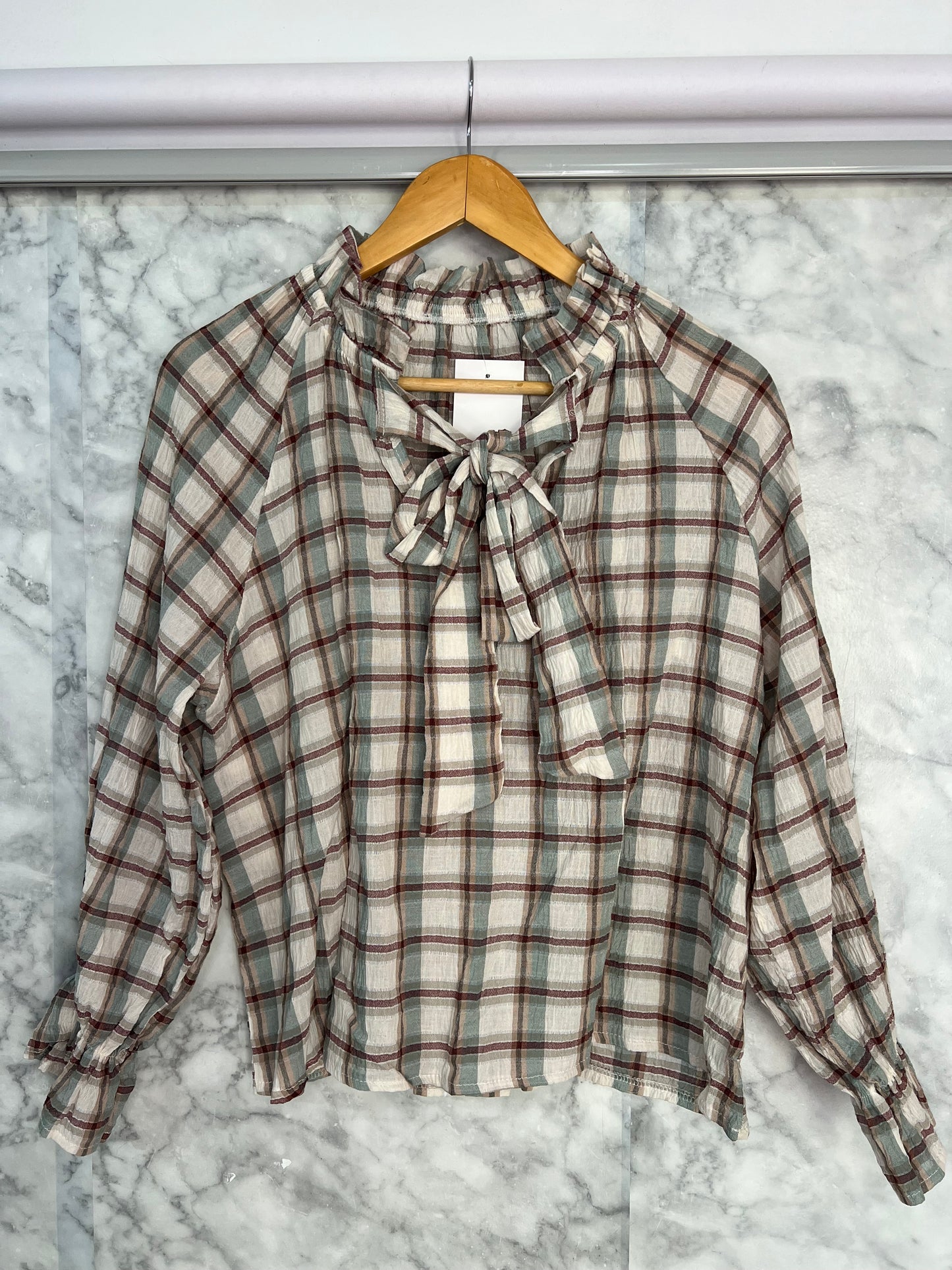 Blusa lazo estampado cuadros