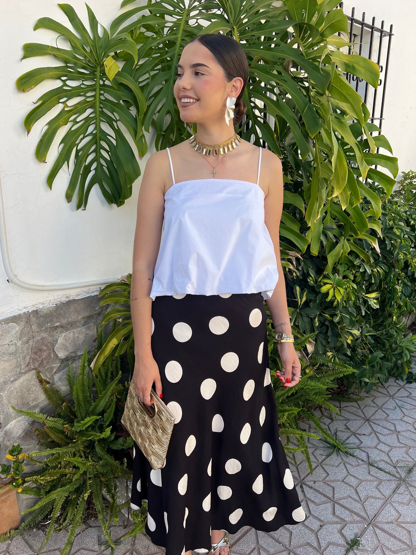 Falda midi lunares