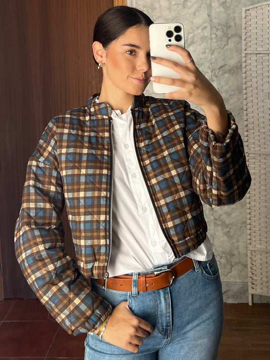 Chaqueta bomber acolchada con cremallera