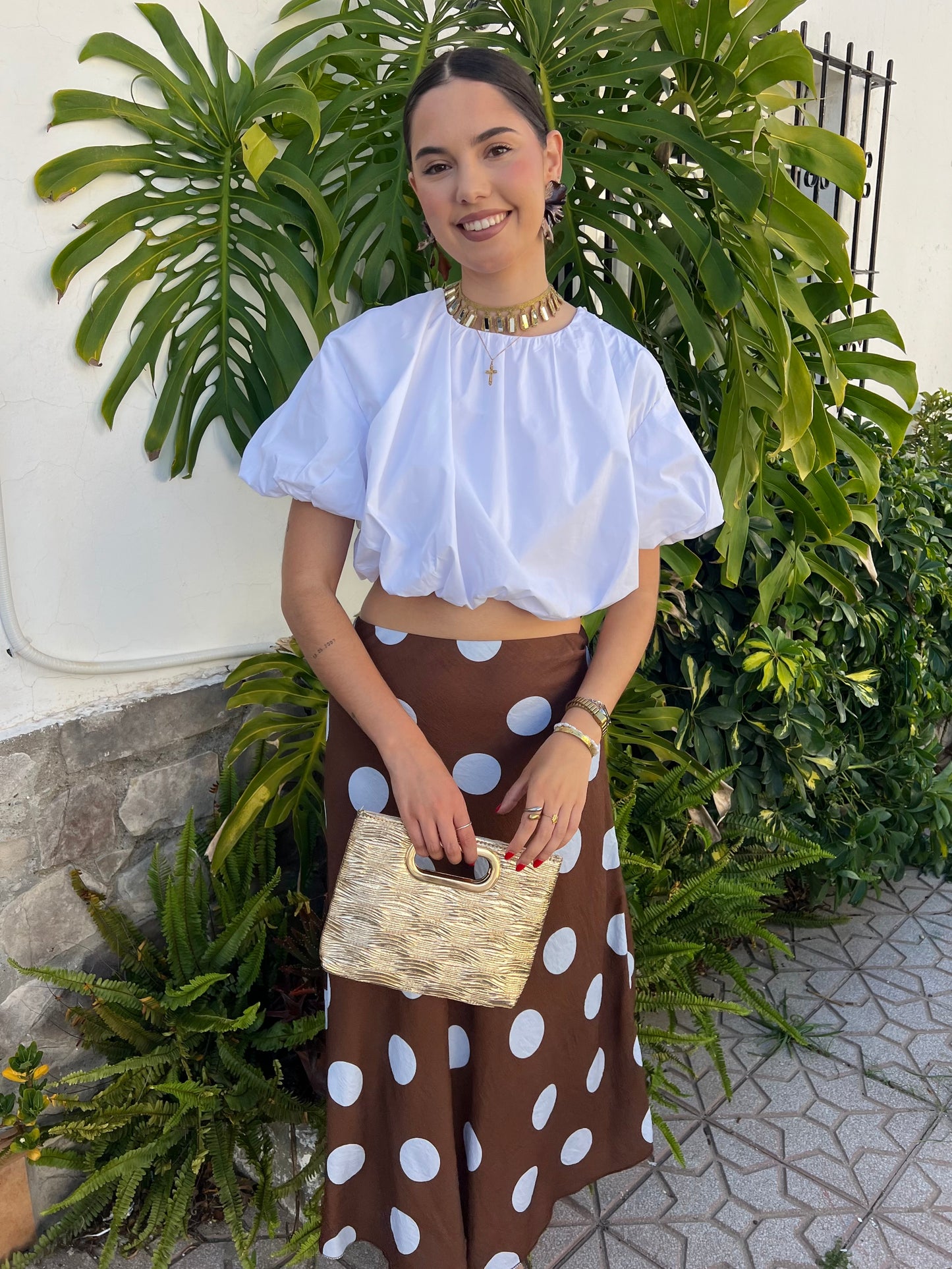 Falda midi lunares