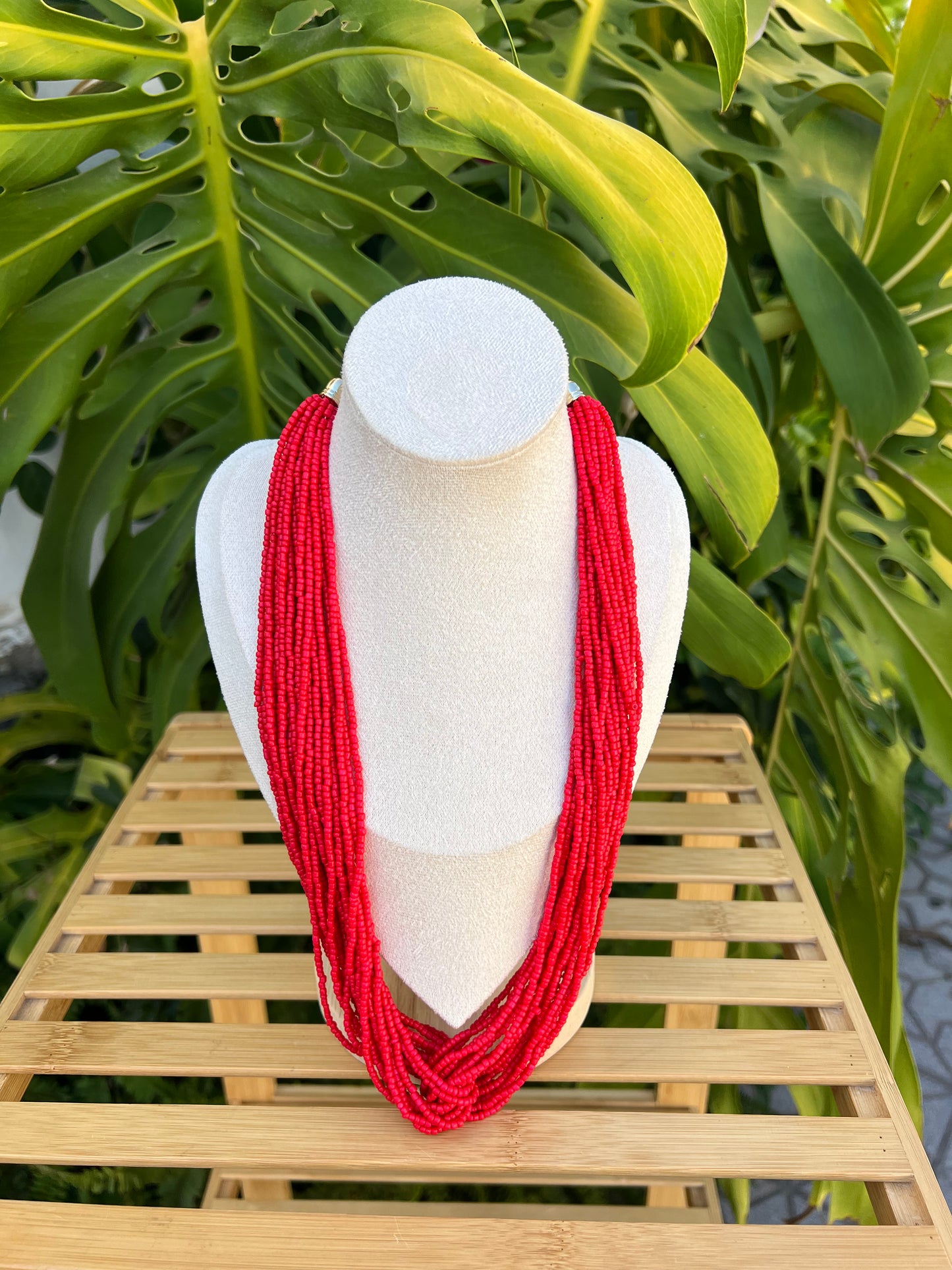 Collar maxi abalorios rojo