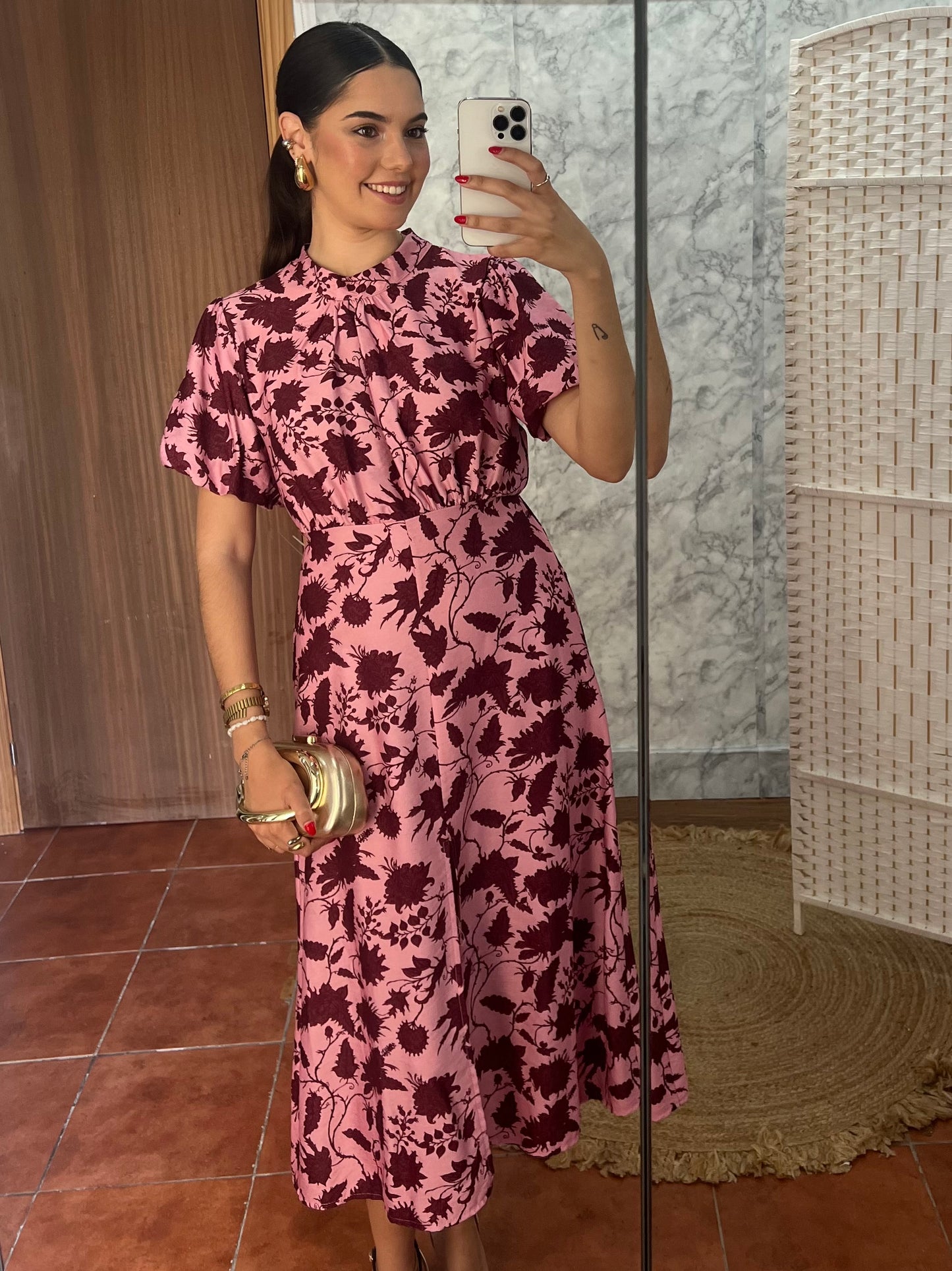 Vestido floral manga abullonada