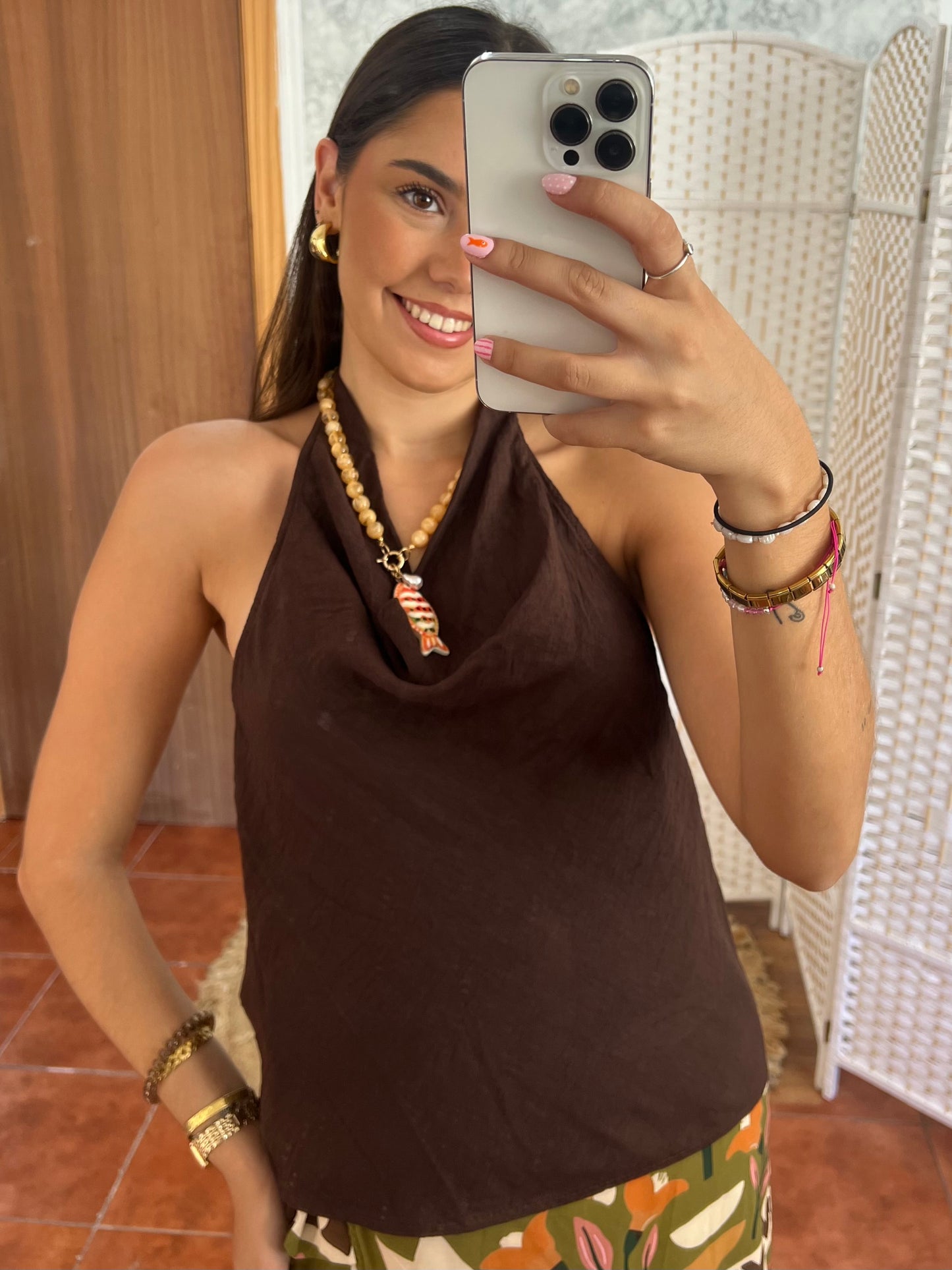 Top halter marrón chocolate