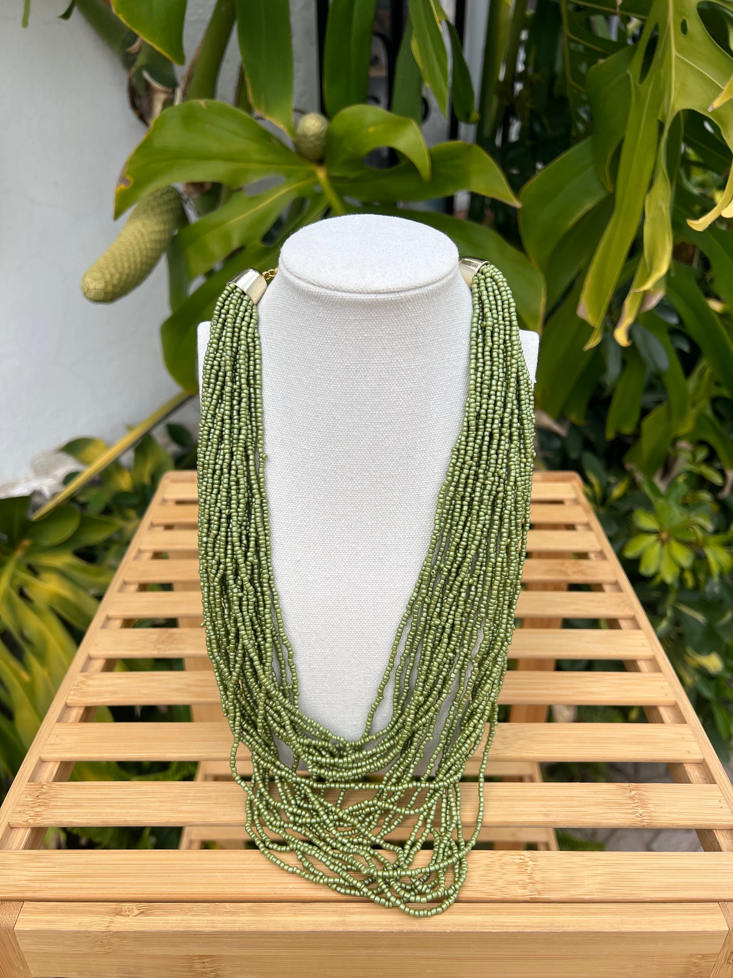 Maxi collar abalorios verde