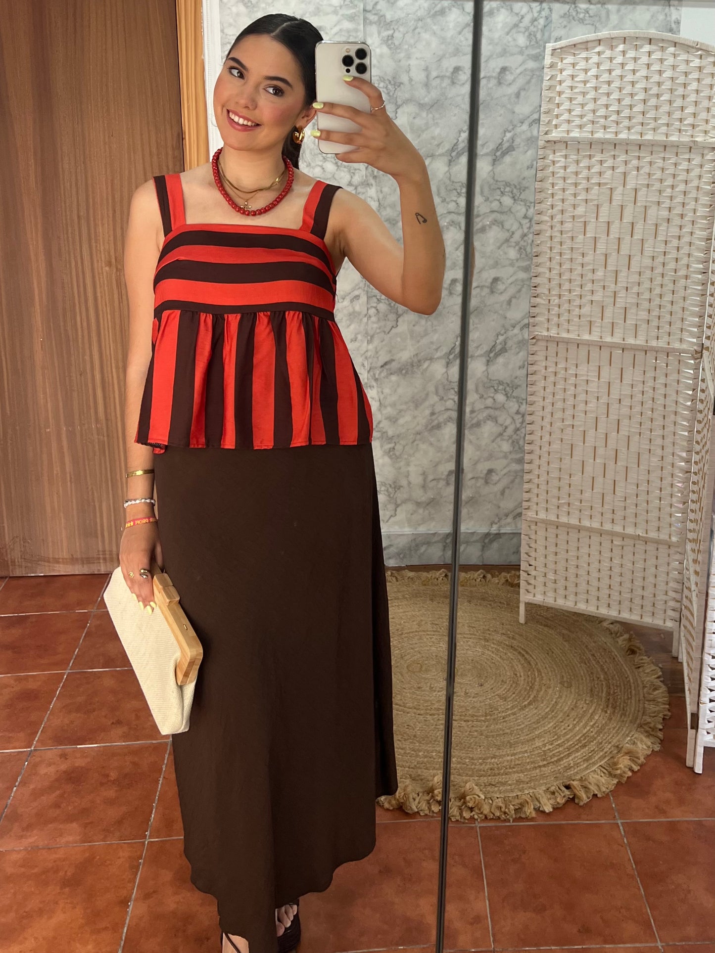 Falda fluida marrón