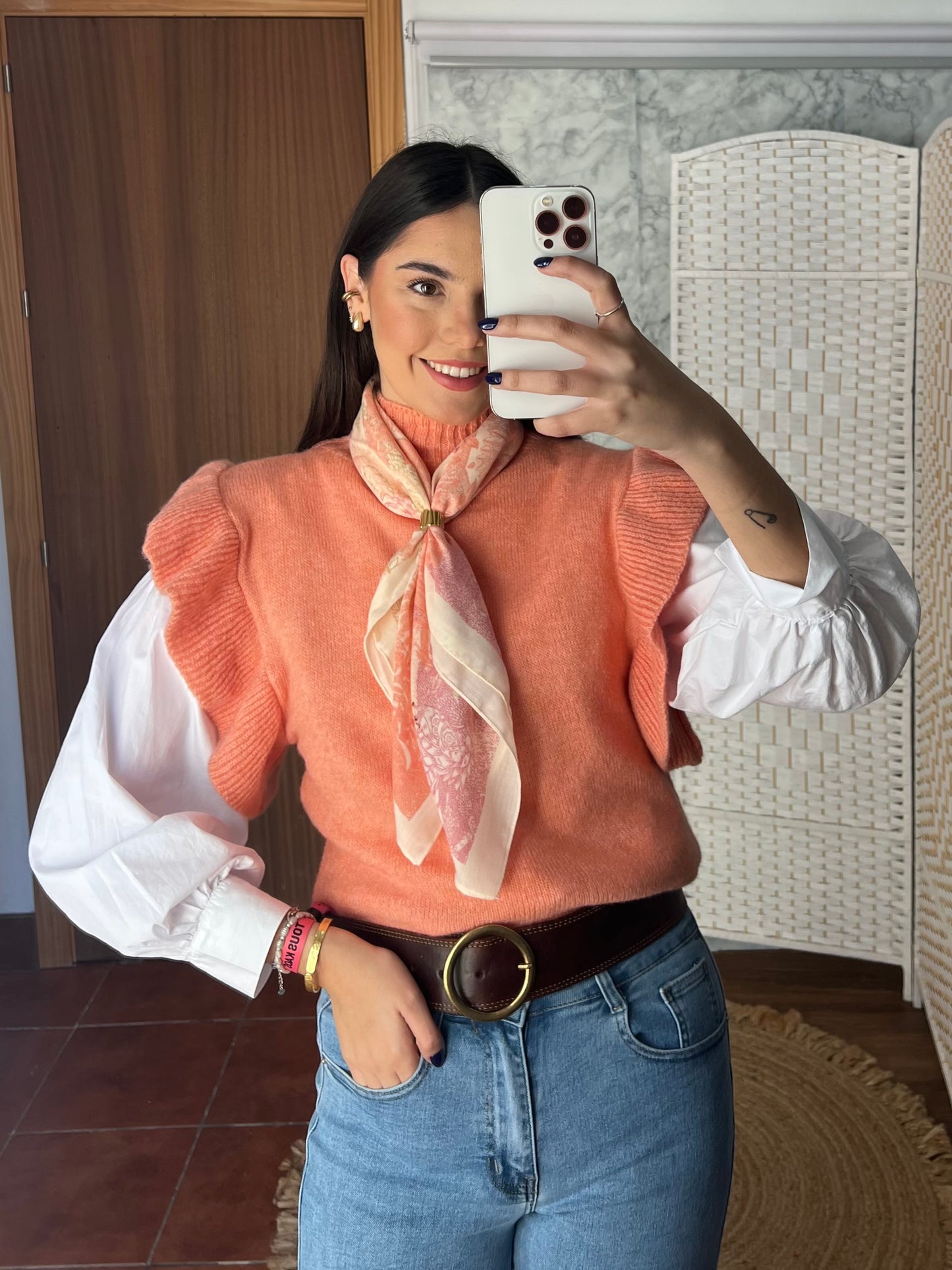 Chaleco volantes salmón