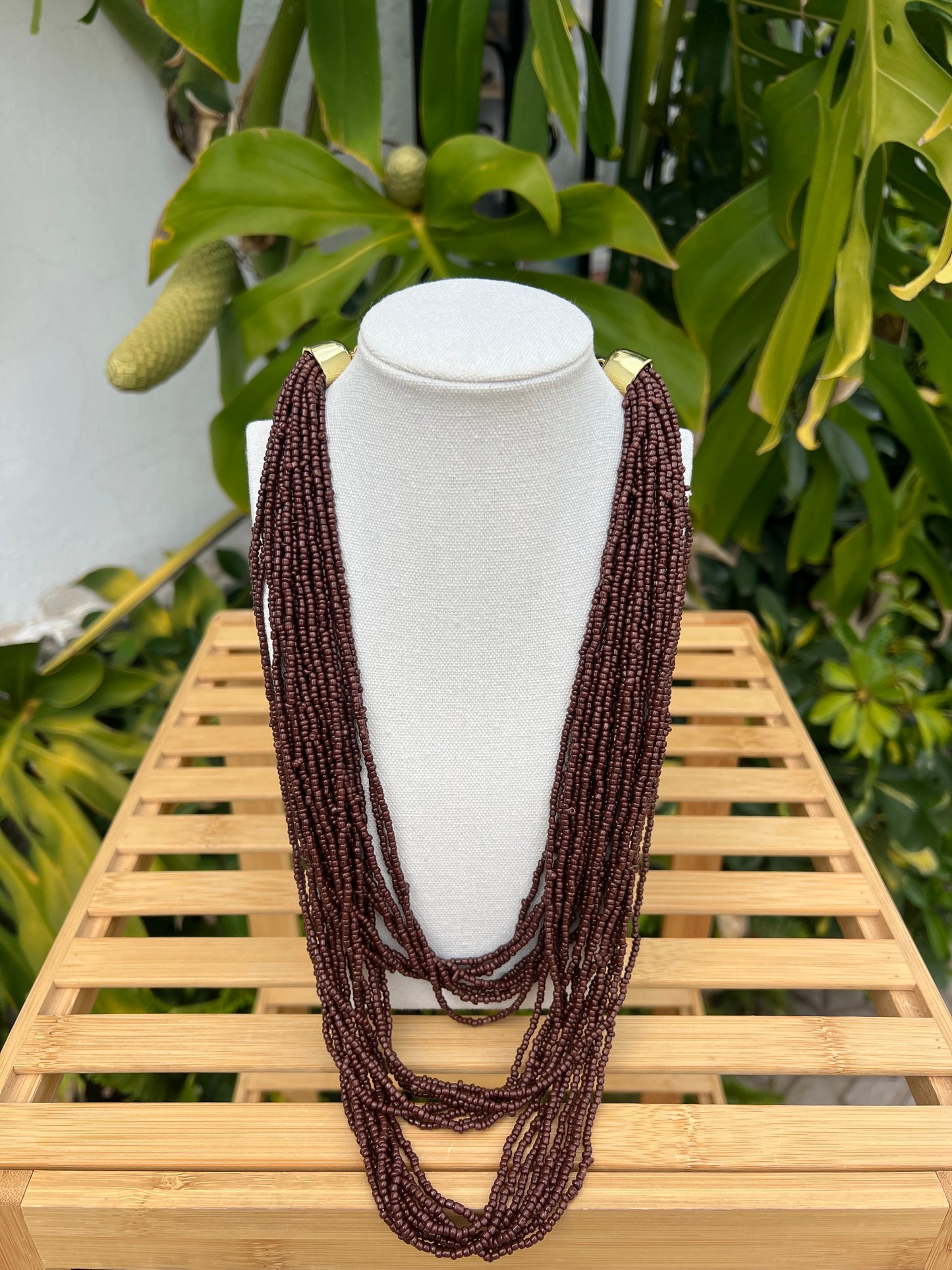 Maxi collar abalorios marrón