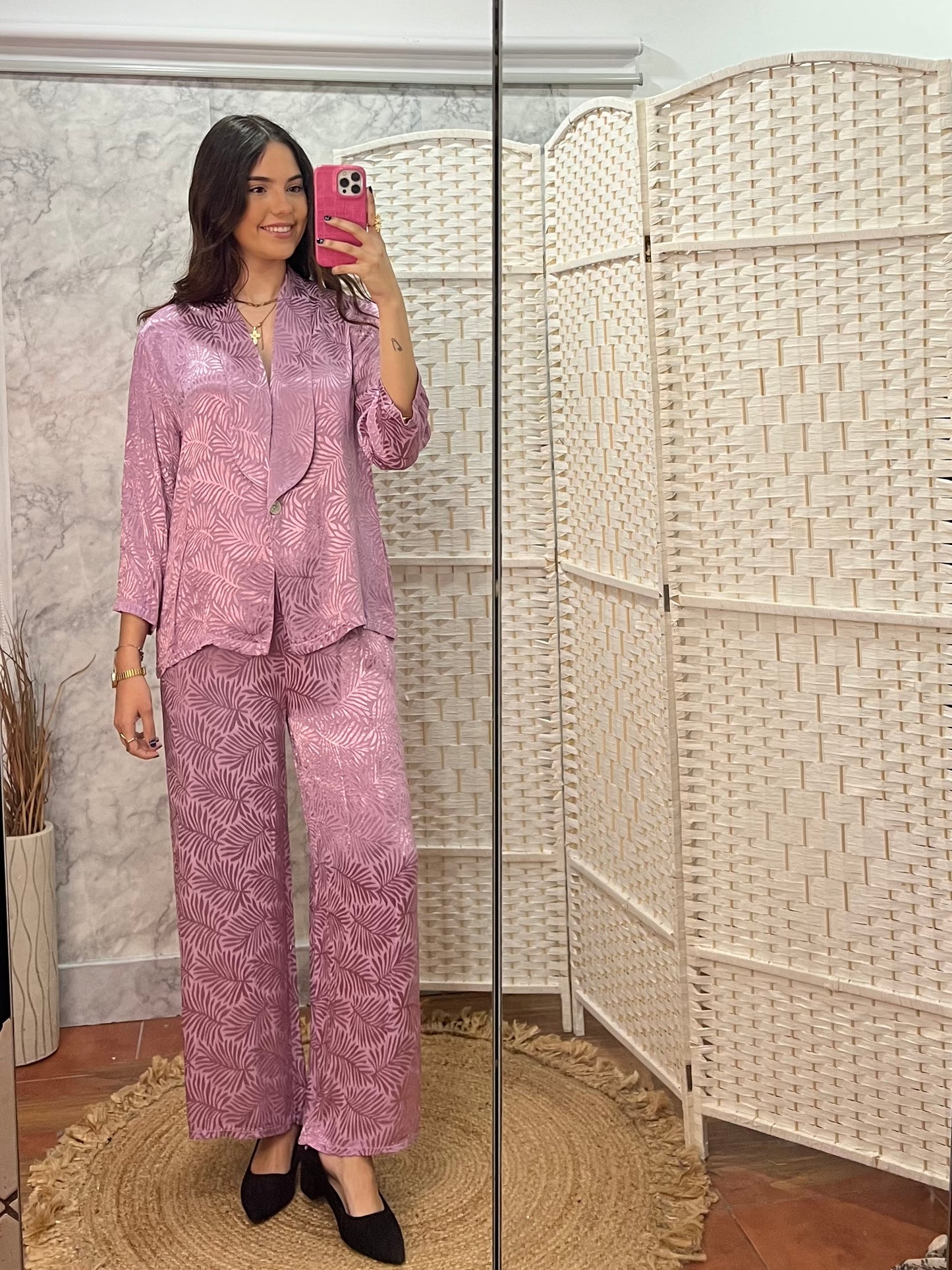 Chaqueta traje fluida malva