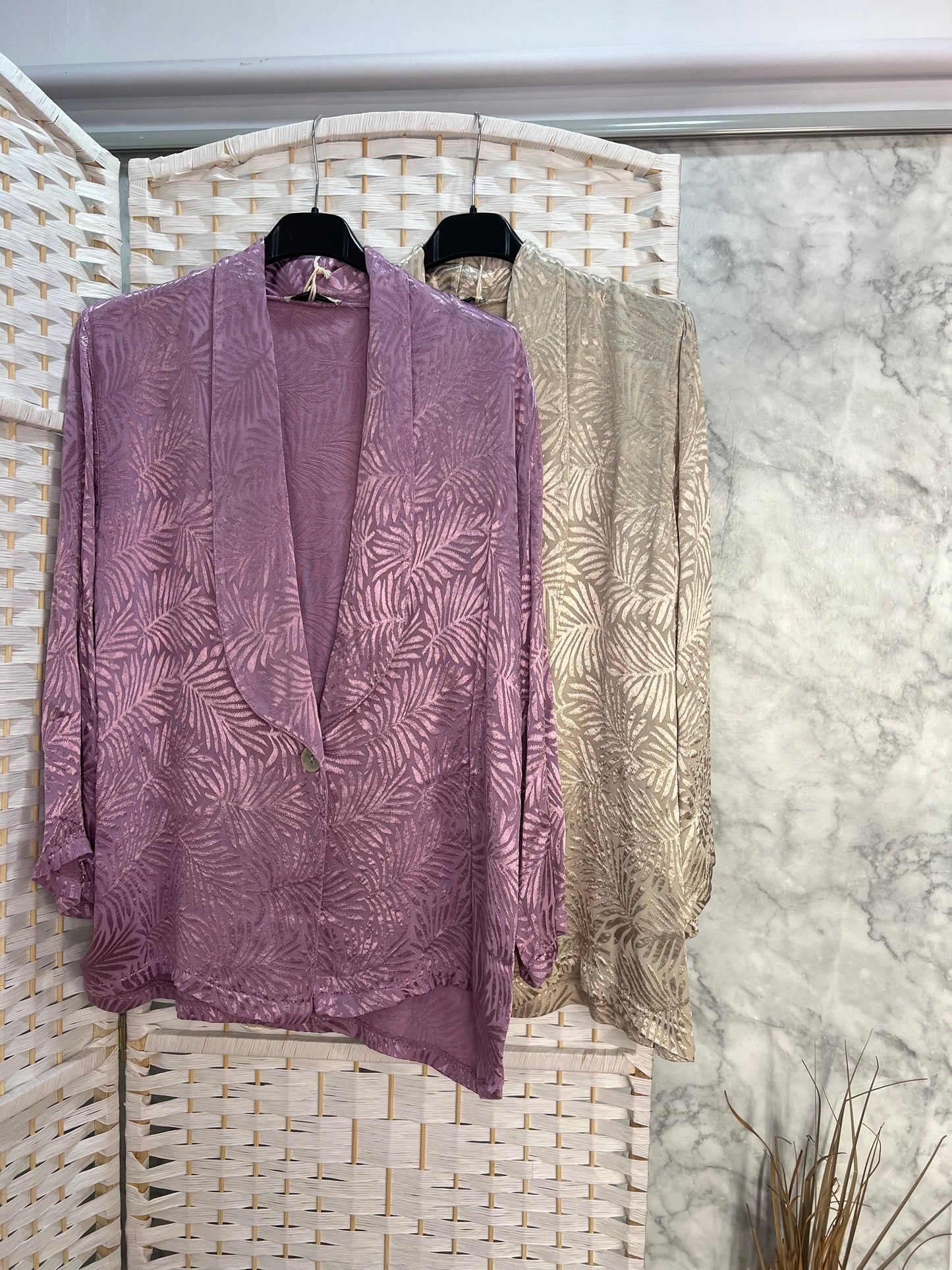 Chaqueta traje fluida malva