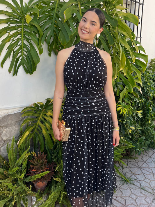 Vestido halter lunares