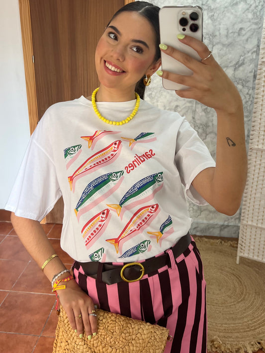 Camiseta estampada sardinas