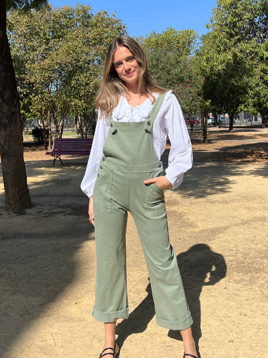 Peto denim ajustable verde