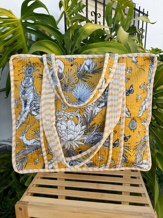Bolso shopper acolchado estampado