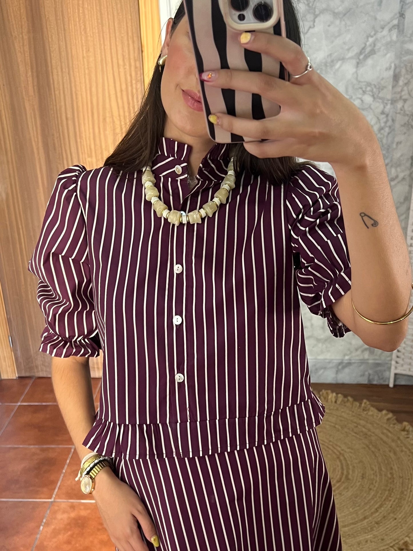 Blusa abotonada manga al codo