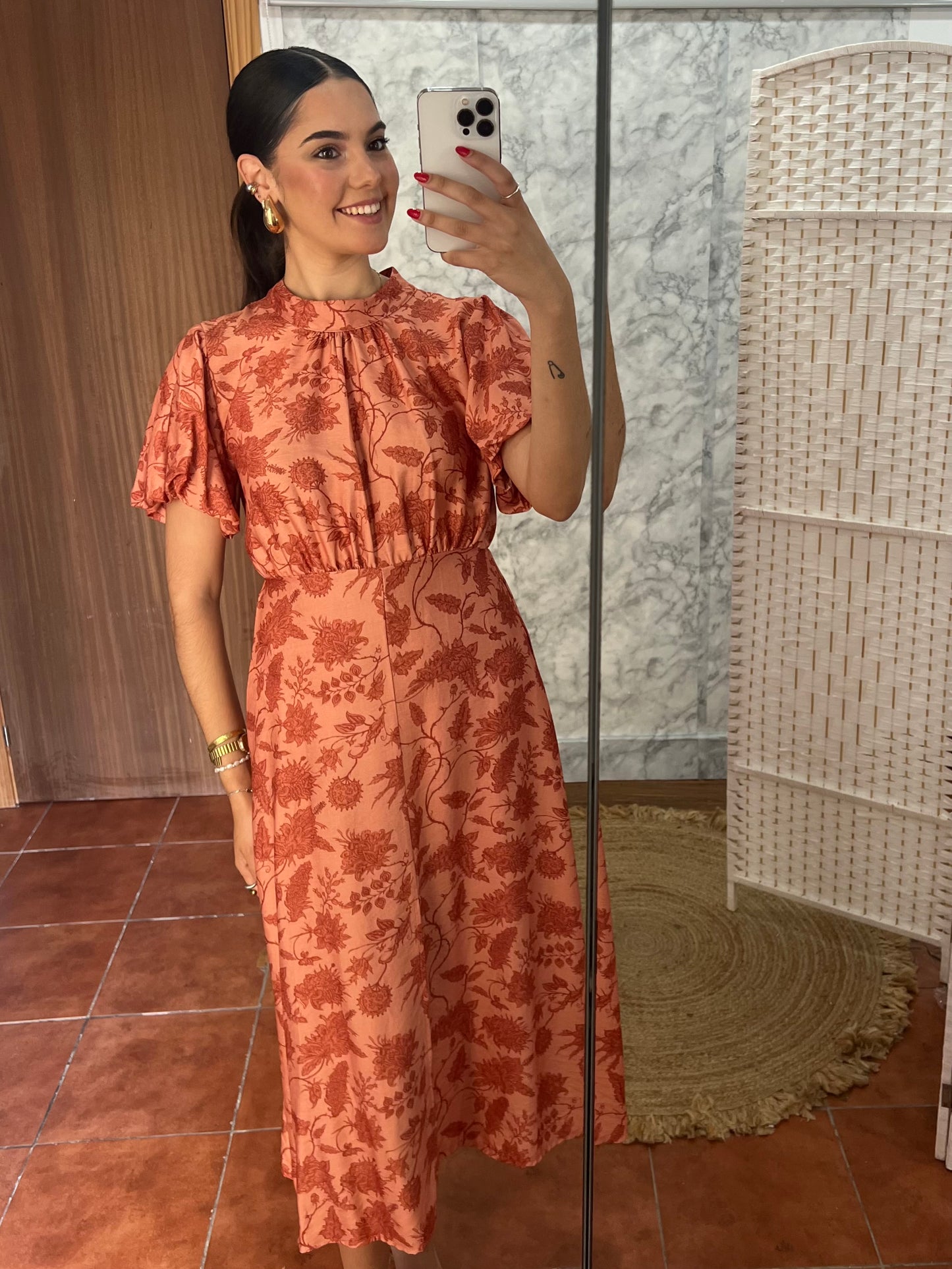 Vestido floral manga abullonada