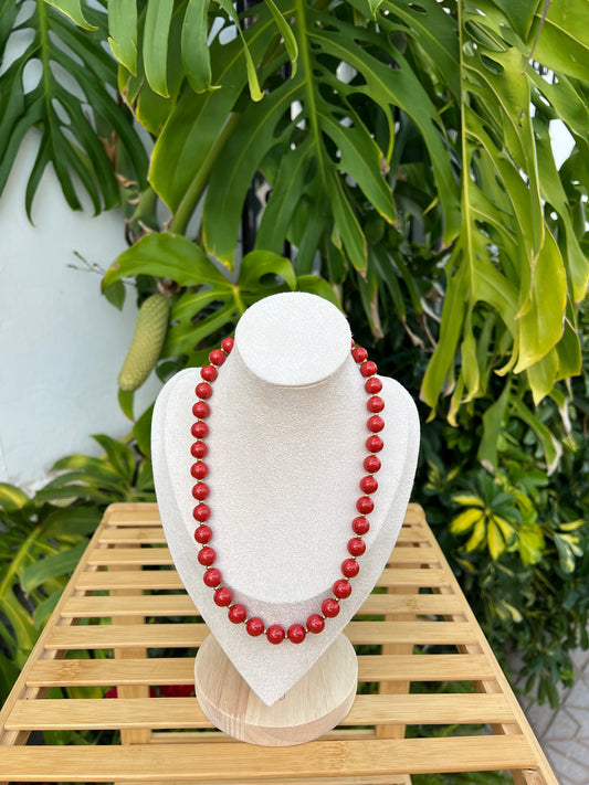 Collar bolas midi rojo