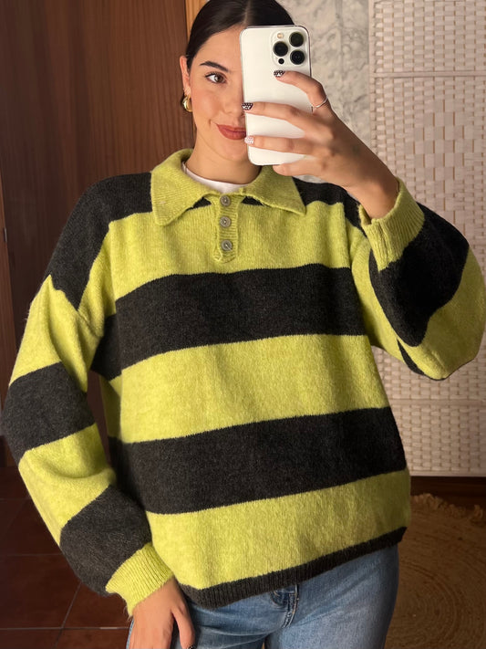 Jersey tipo polo rayas