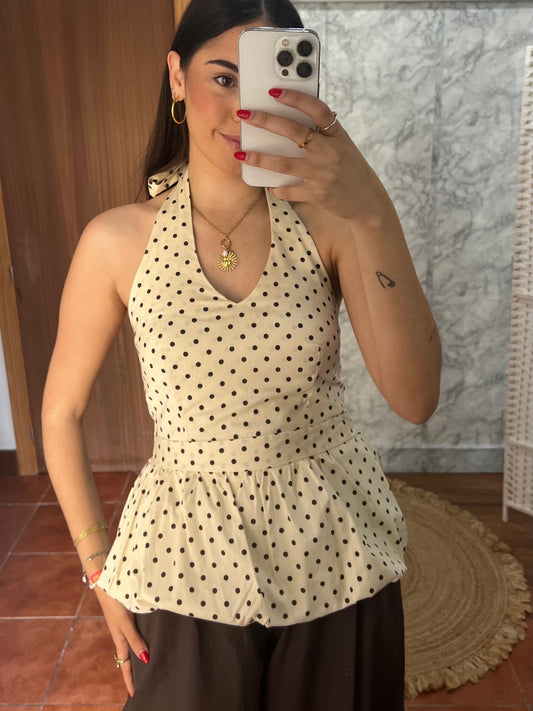 Top halter volante lunares