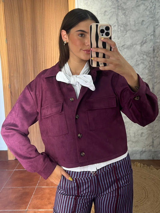 Chaqueta bomber antelina burdeos