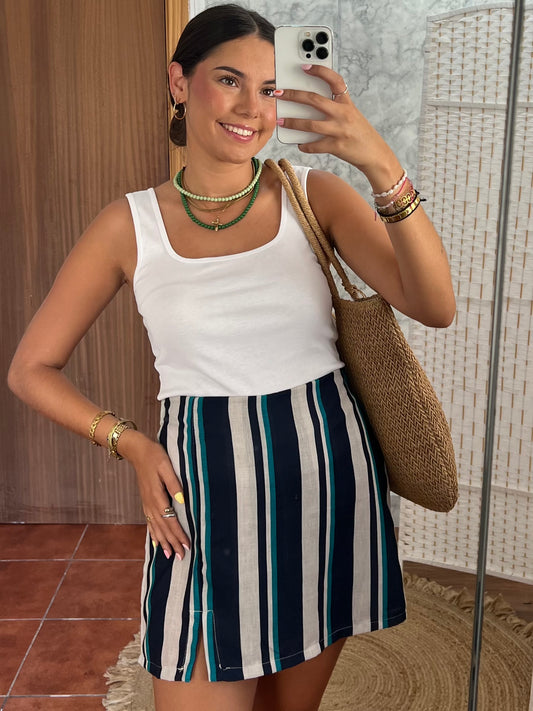 Falda pantalón rayas marino