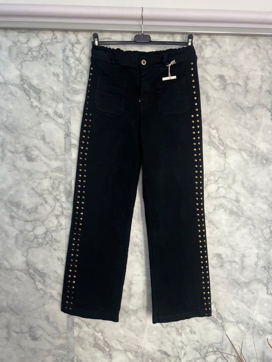 Jeans tachuelas lateral negro