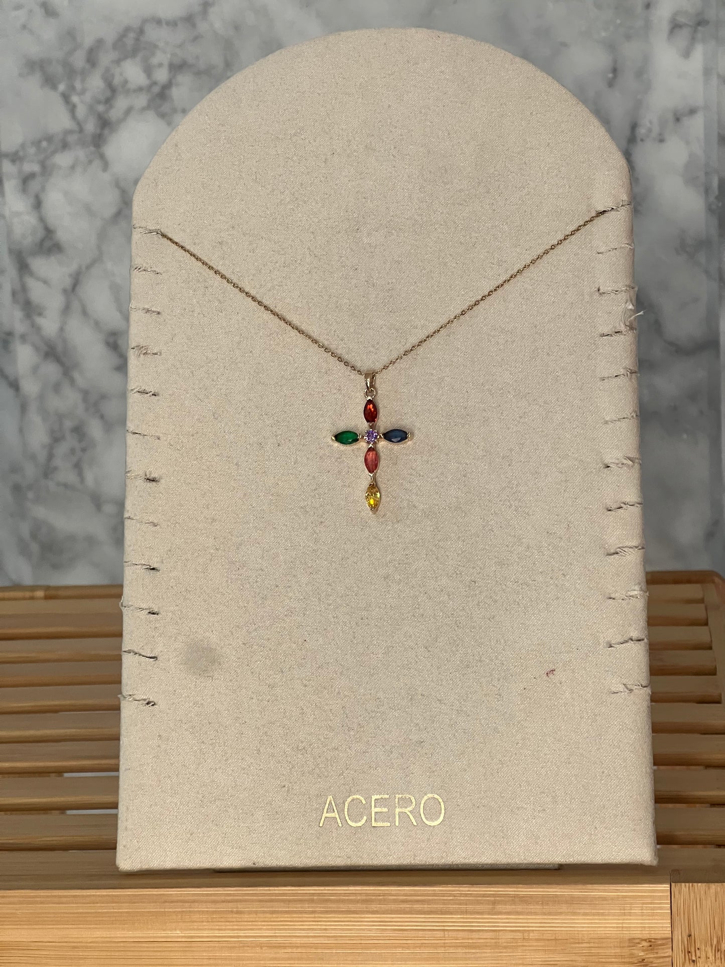 Colgante cruz brillo acero inoxidable