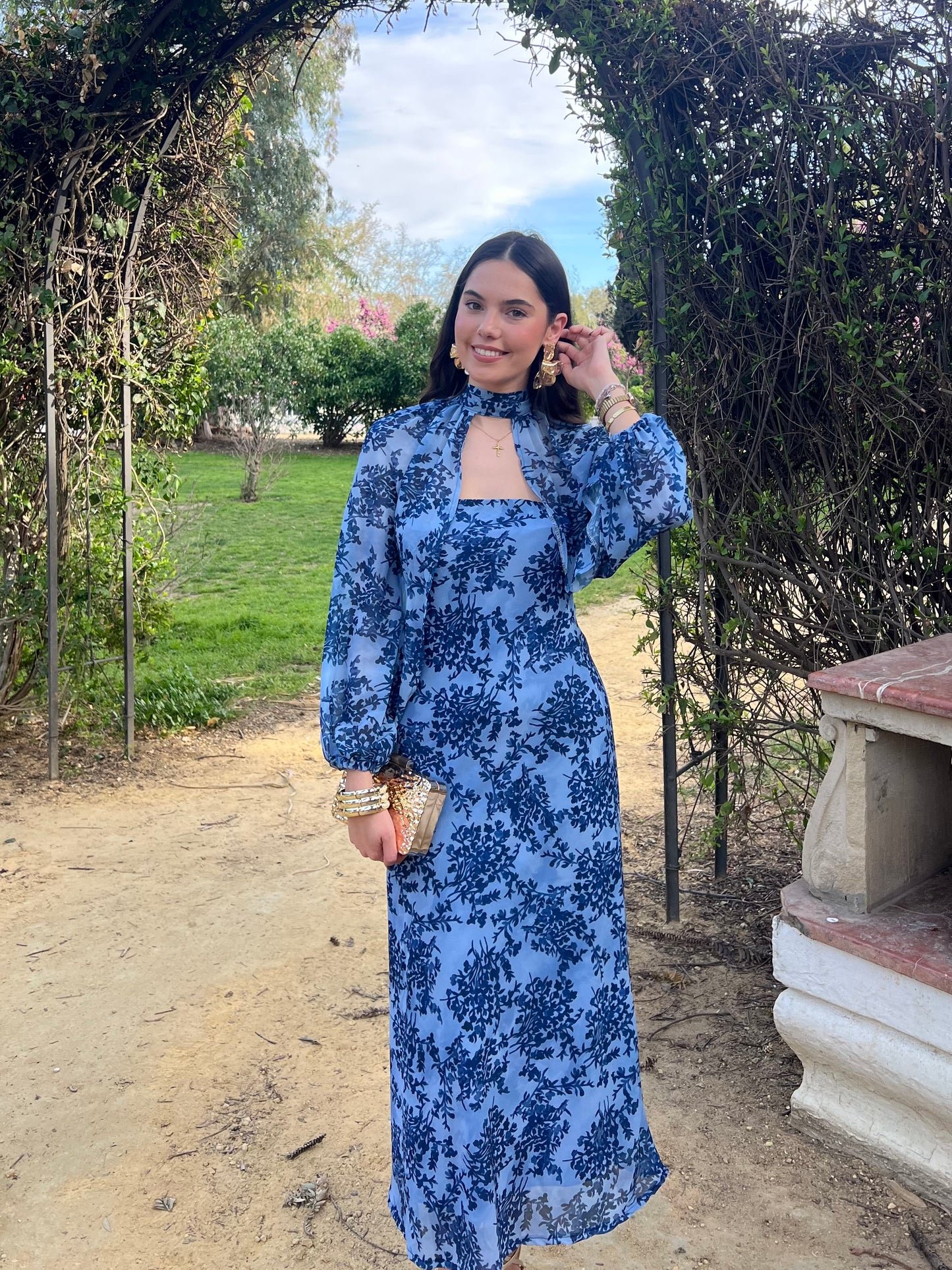 Vestido multiposición mangas azul