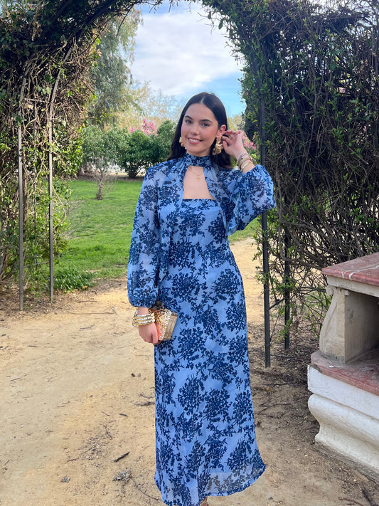 Vestido multiposición mangas azul