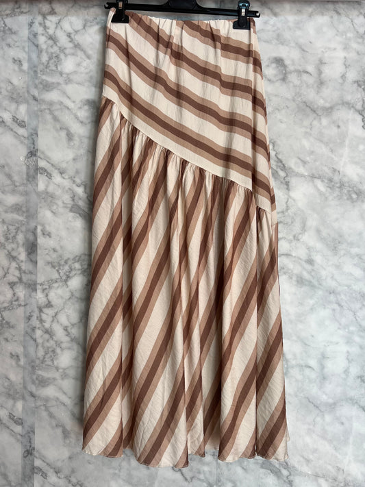 Falda asimétrica rayas beige