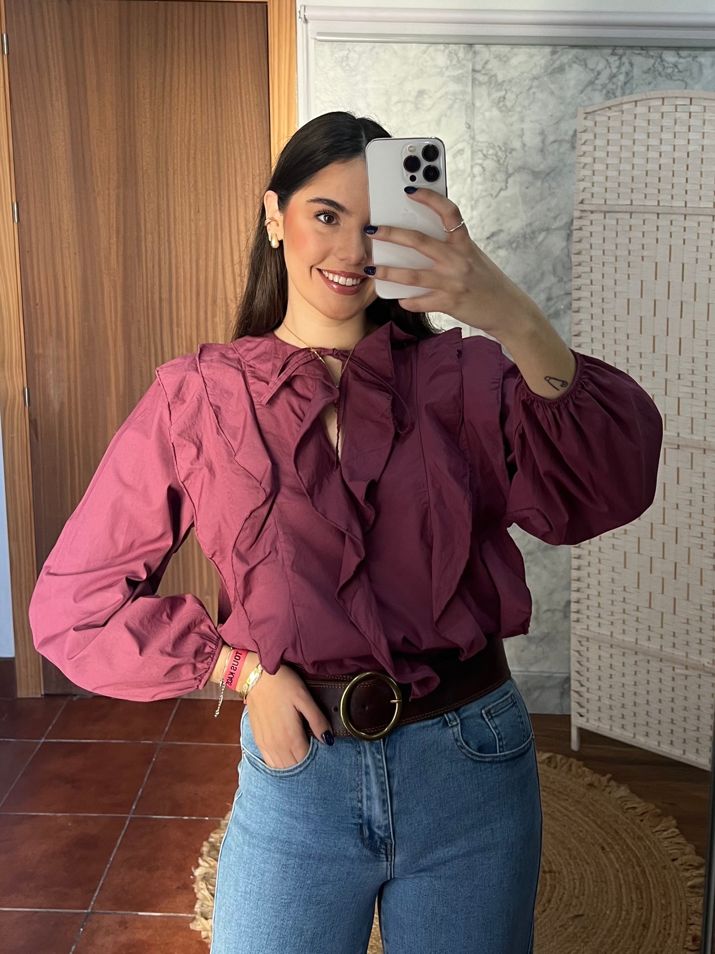 Blusa volantes popelín