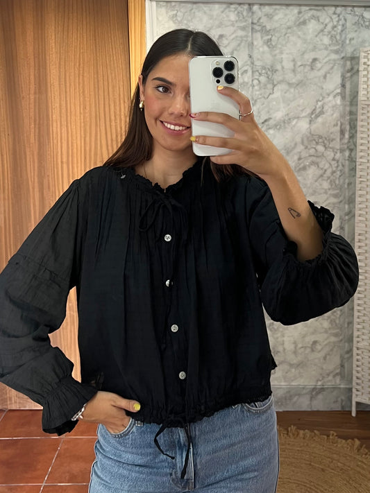 Blusa fruncida manga abullonada