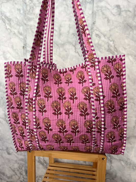 Bolso shopper acolchado estampado