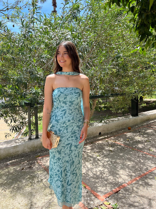 Vestido estampado floral con cinta