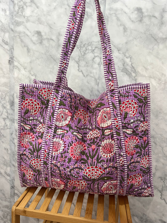Bolso shopper acolchado estampado