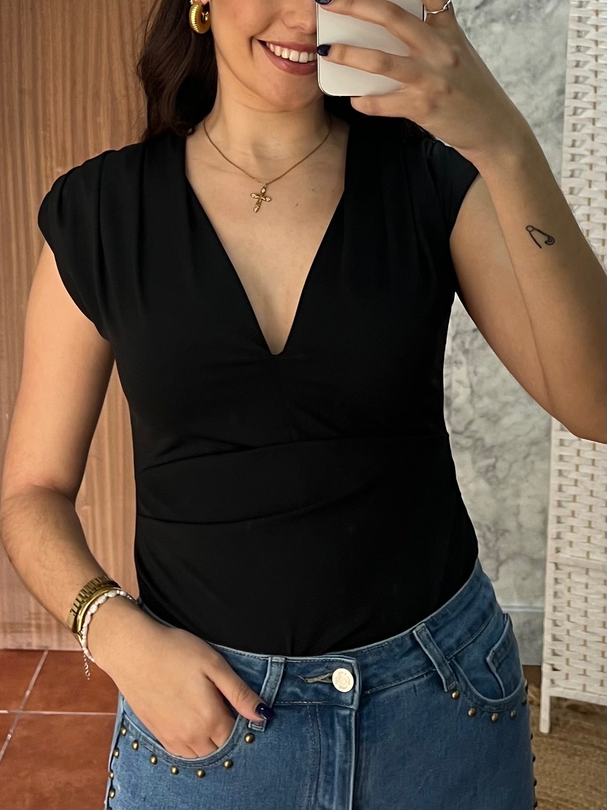 Body licra escote negro