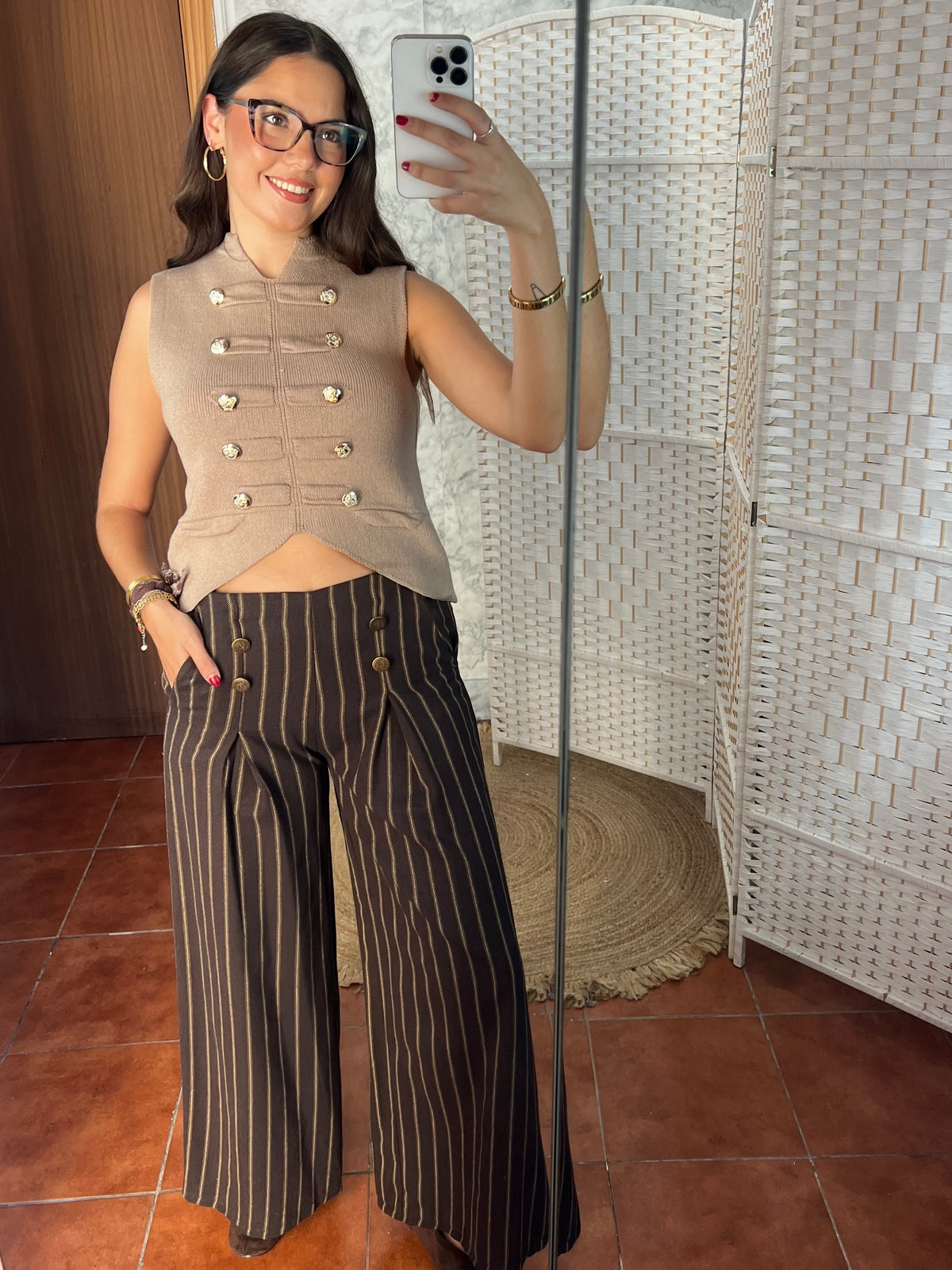 Pantalón botones rayas