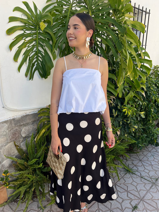 Falda midi lunares