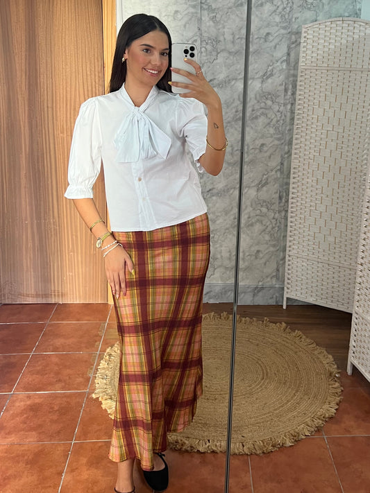 Falda larga fluida cuadros