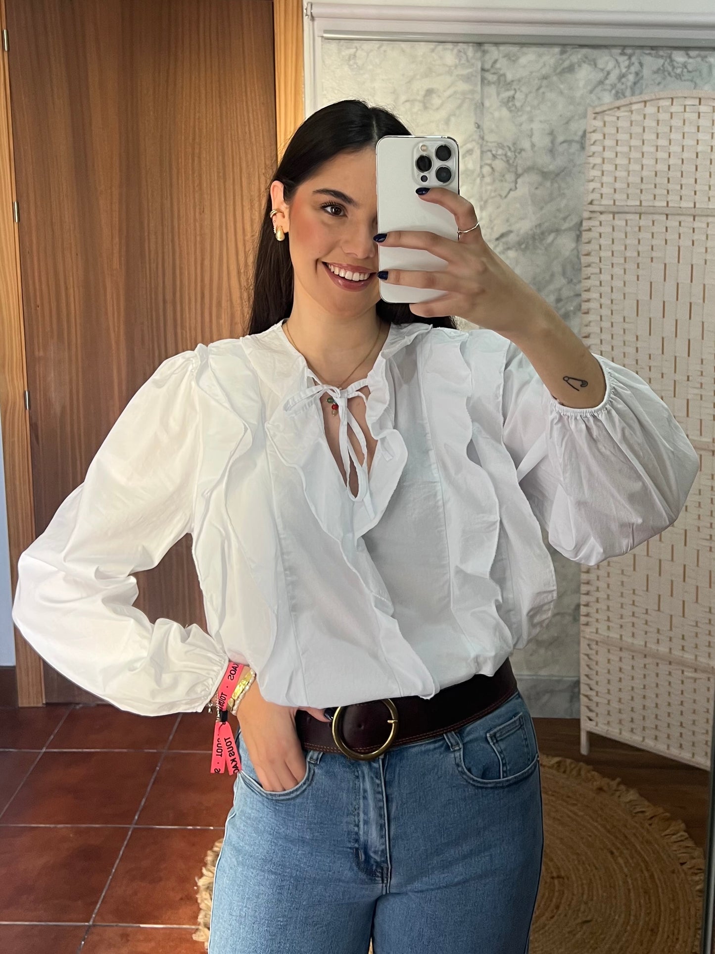 Blusa volantes popelín