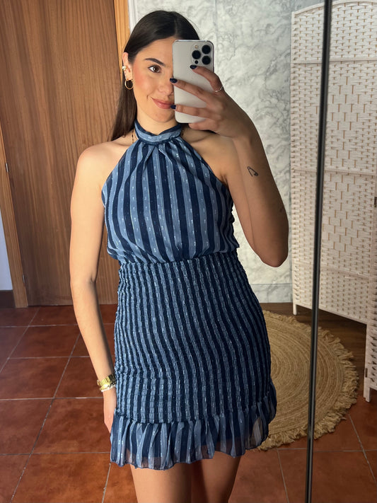 Vestido corto panel de abeja