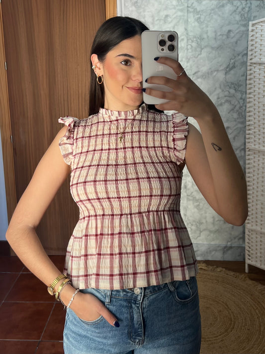 Blusa cuadros panel de abeja