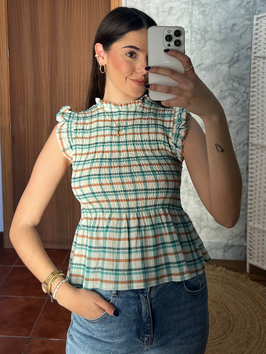 Blusa cuadros panel de abeja