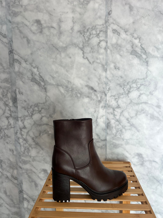 Botín ancho marrón chocolate